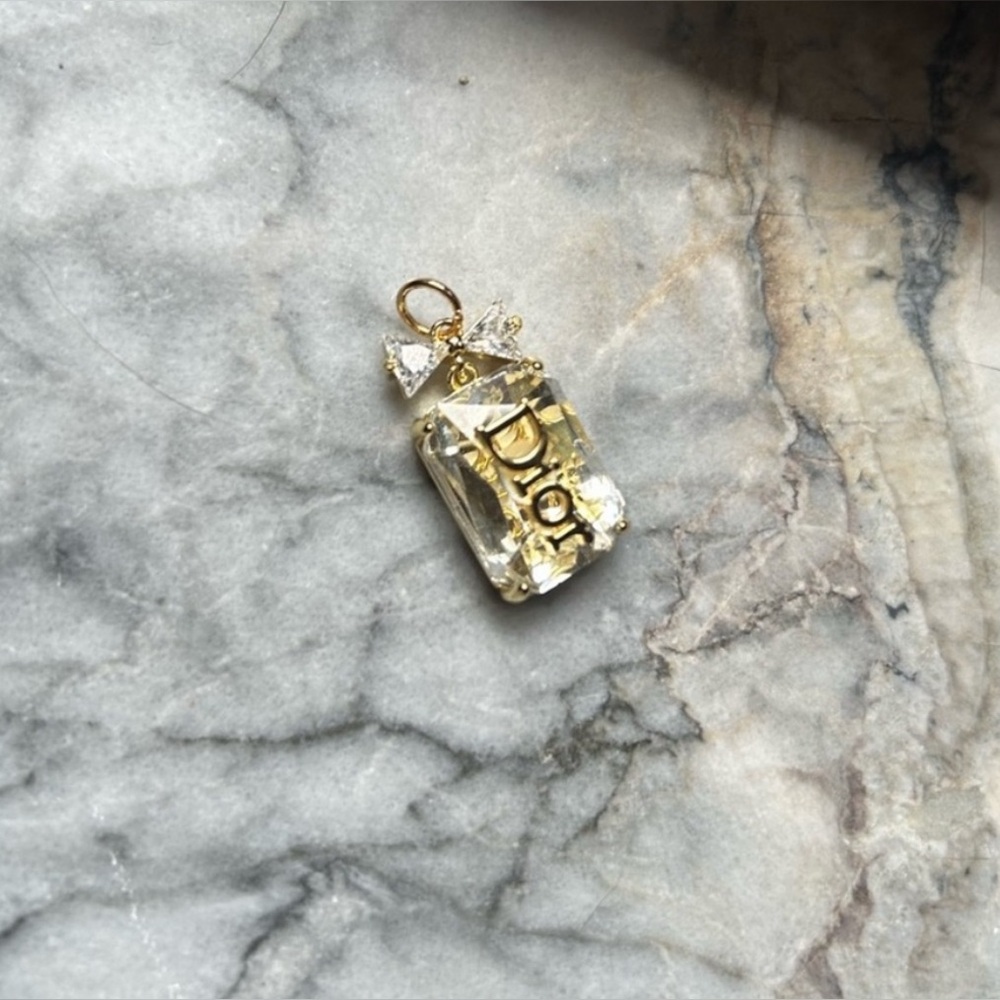DIOR Gold Crystal and Bow Charm